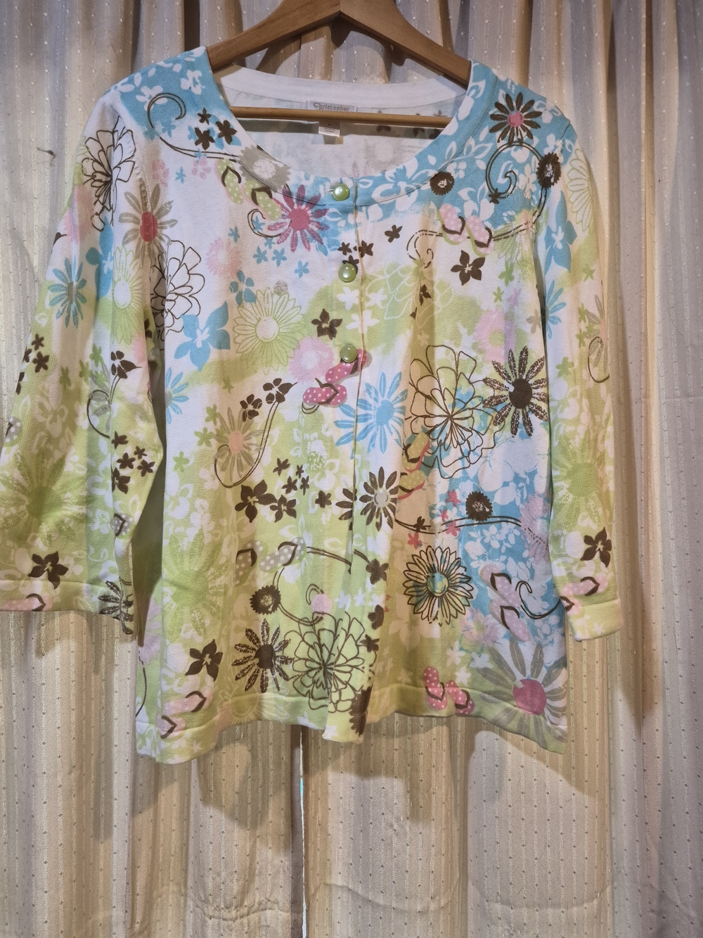 Christopher & Banks Pastel Floral Button-Front Top
